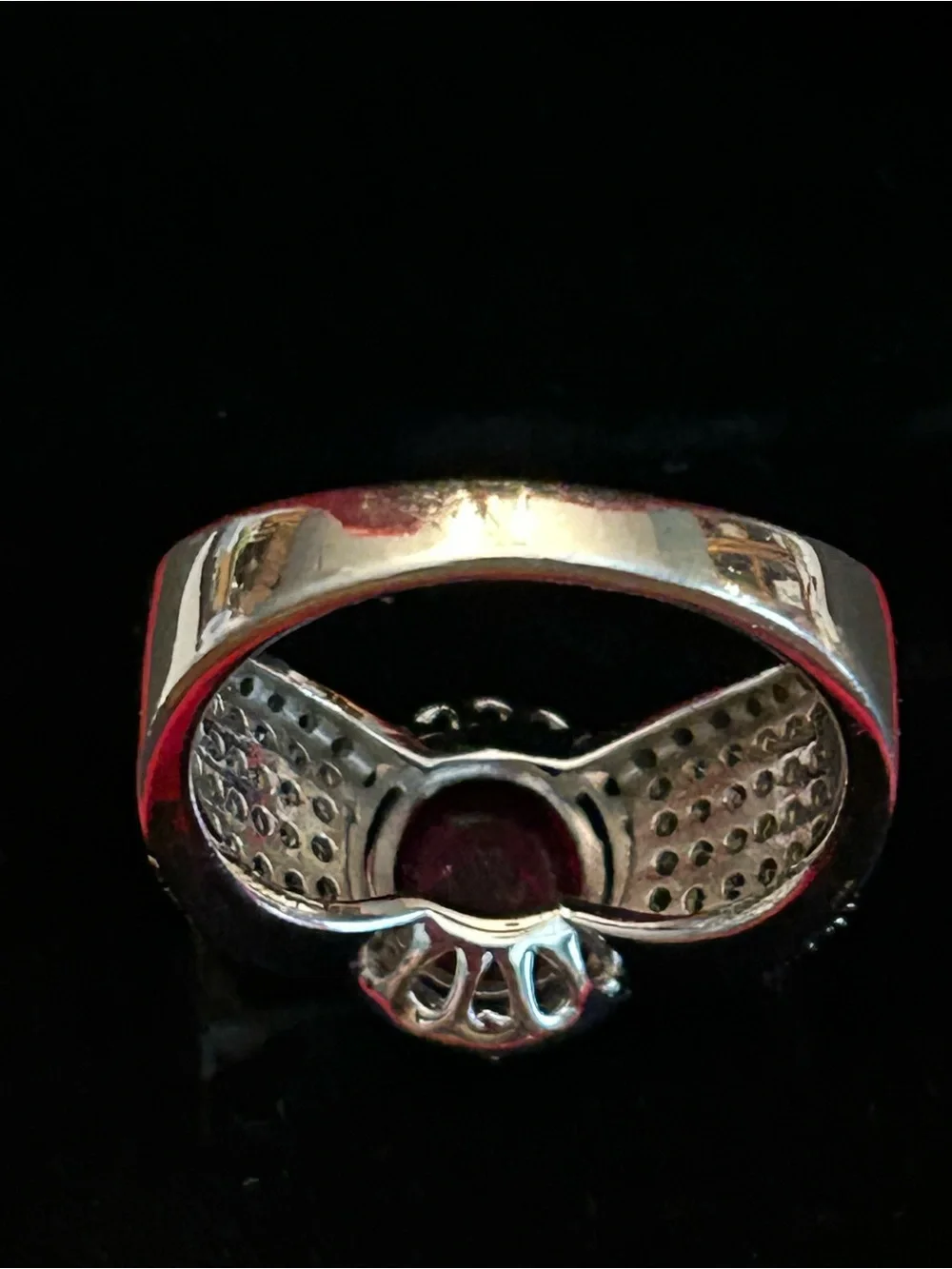 2.55CT Oval Lab Created Ruby & 2.40CT Round Black Spinel Halo 925 SSilver Ring